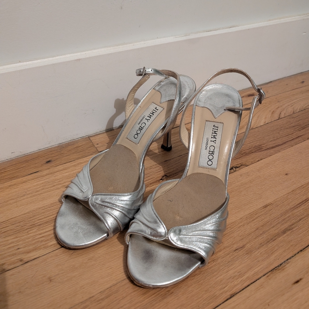 Jimmy Choo Metallic Silver Heels - Picture 2 of 3